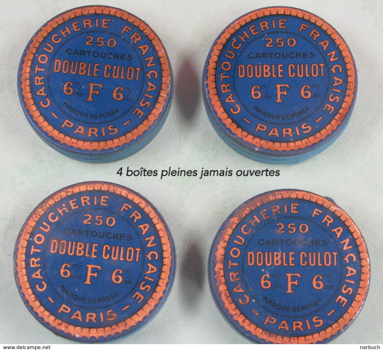 Boite De Cartouches 6 Mm Double Culot, Cartoucherie Française Paris Lot De 4 + 2 Quasi Vide - Armes Neutralisées