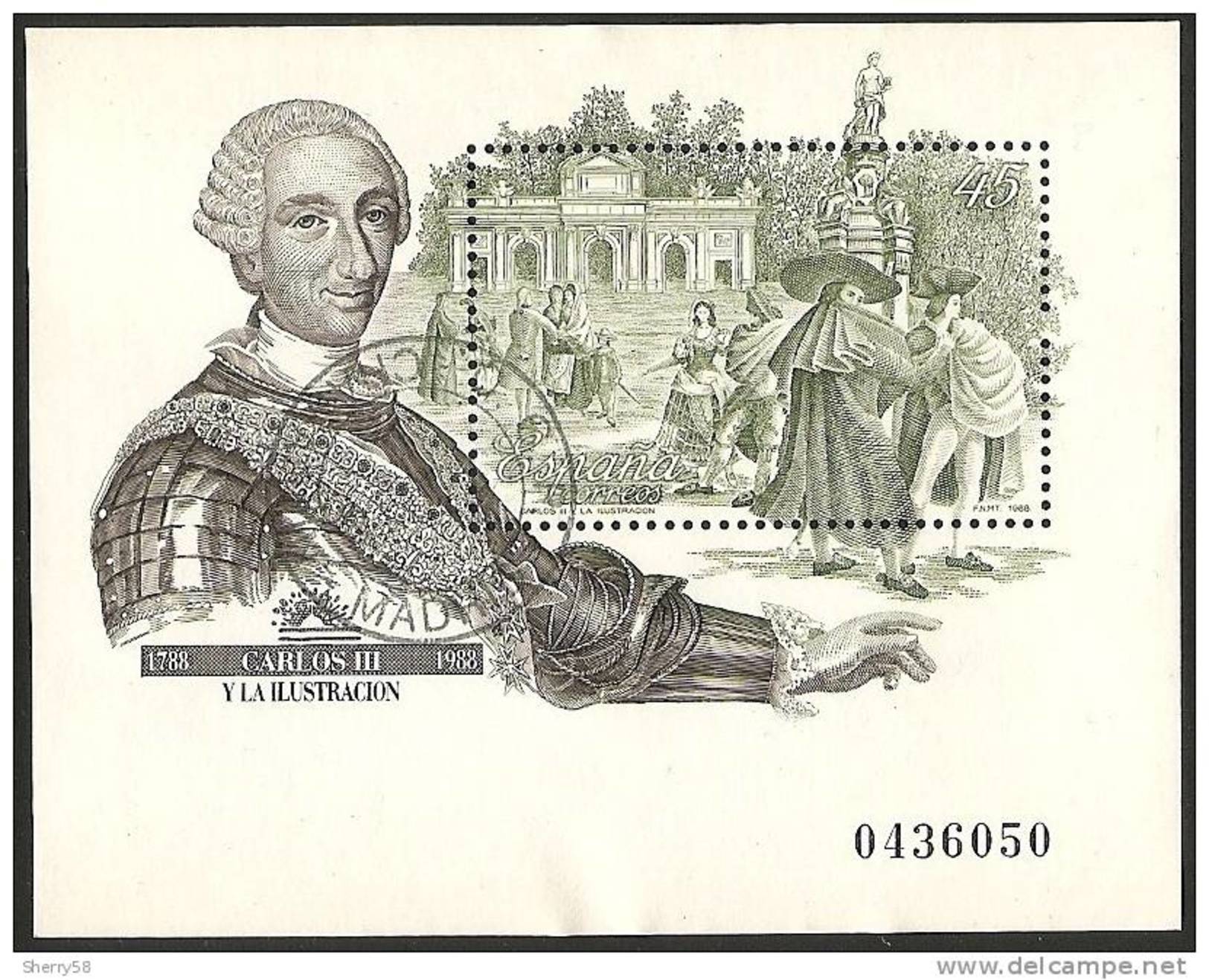 1988-ED. 2984 H.B.-CARLOS III Por MENGS-USADO - Usados