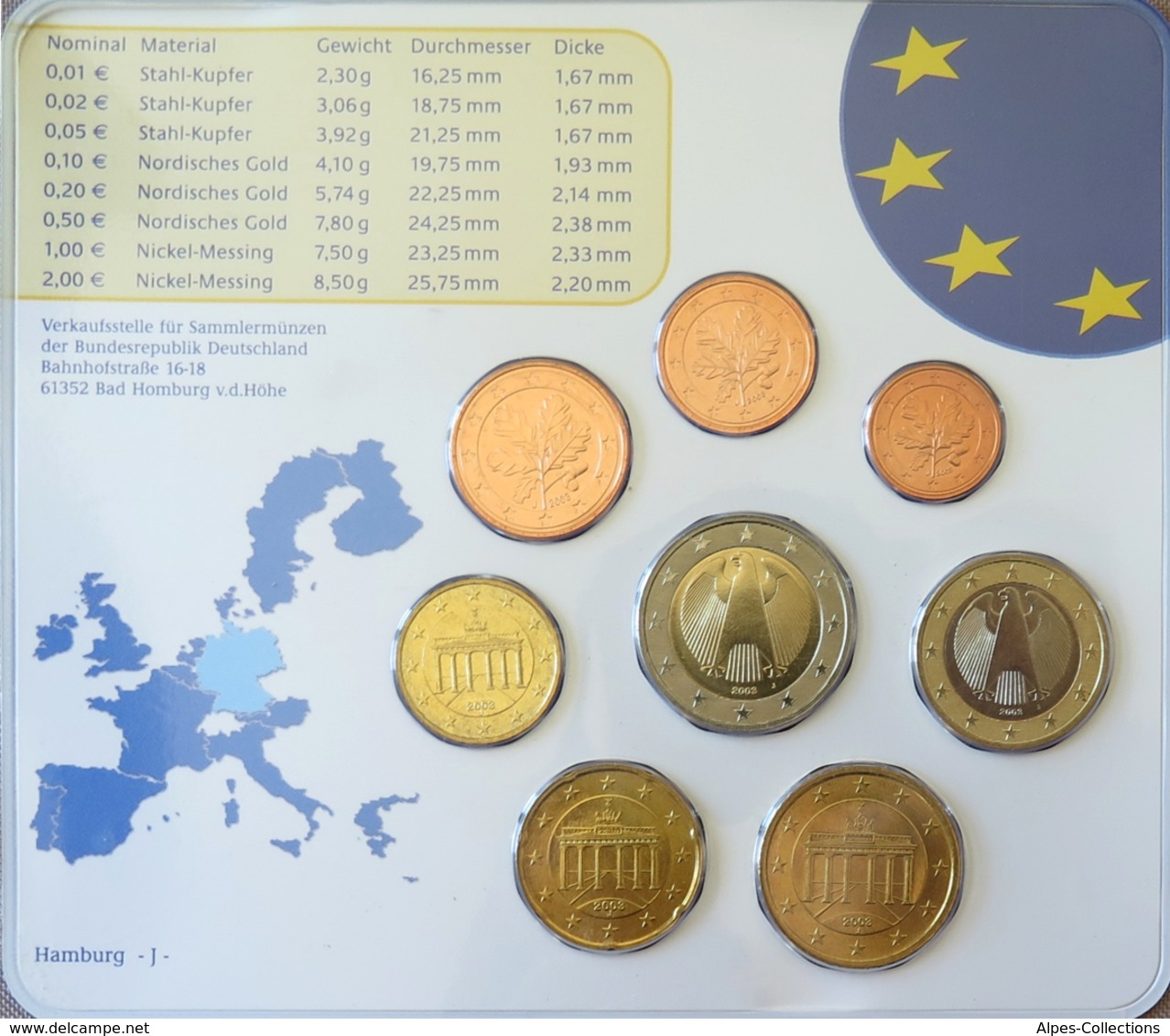 ALX2003J.1 - COFFRET BU EUROS ALLEMAGNE 2003 J - 1 Cent à 2 Euros - Allemagne