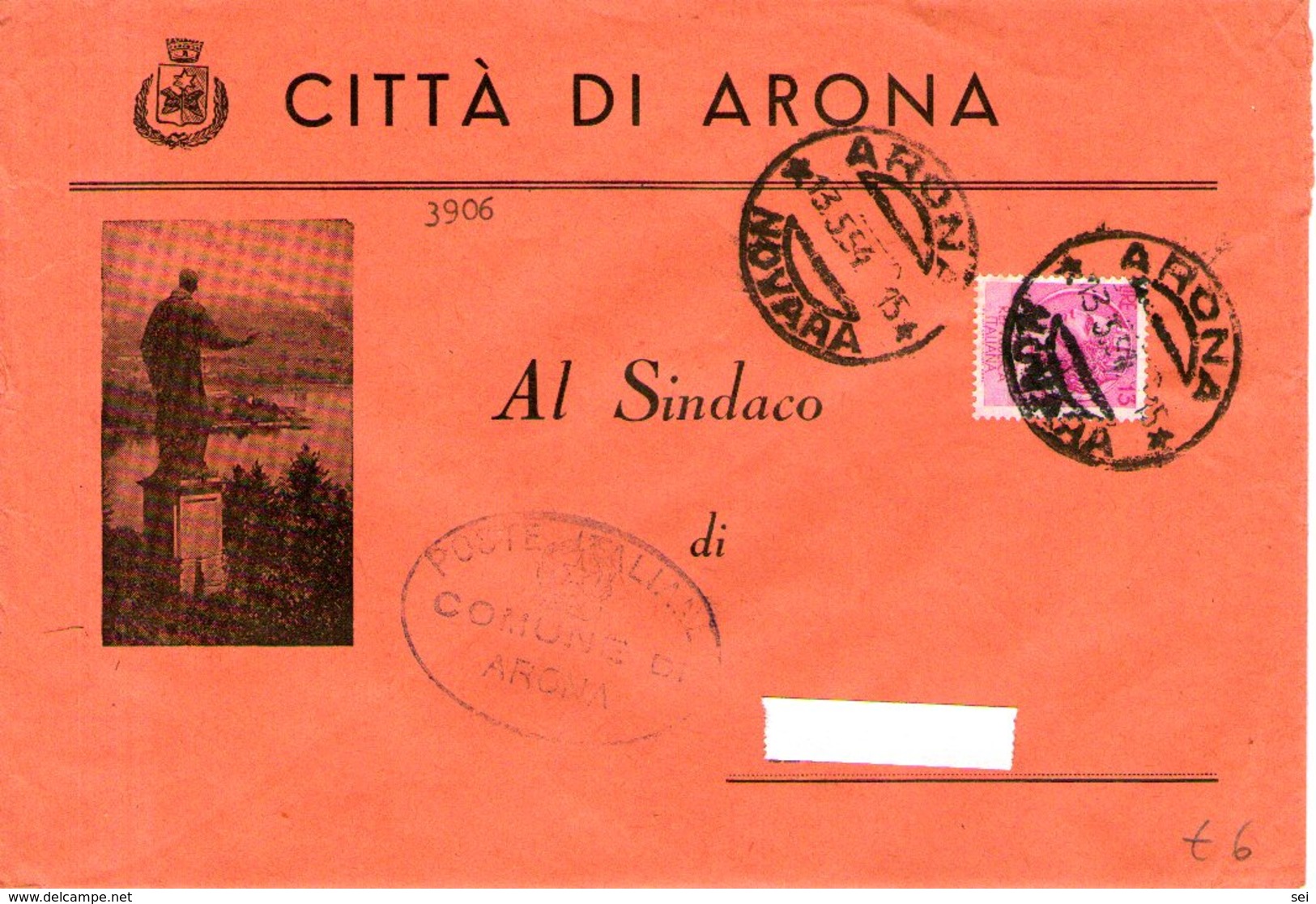 B 2487 - Busta Viaggiata, Arona, Provincia Di Novara - 1946-60: Storia Postale