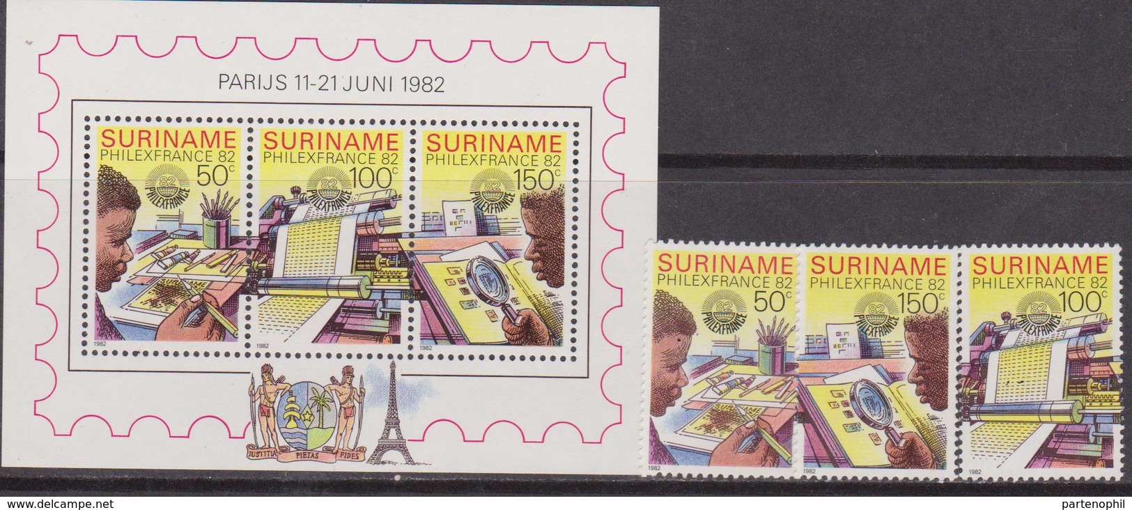 Suriname - 1982 Philexfrance Set+sheet  MNH - Suriname