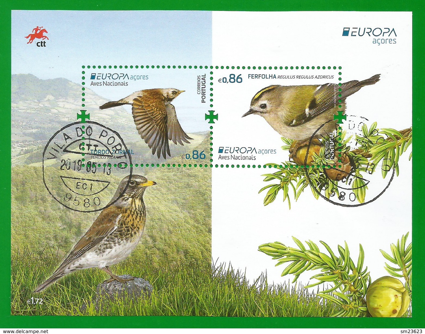 Portugal / Acores  2019 , EUROPA CEPT Birds - Aves Nacionals - Block / Sheet - Gestempelt / Fine Used / (o) - 2019