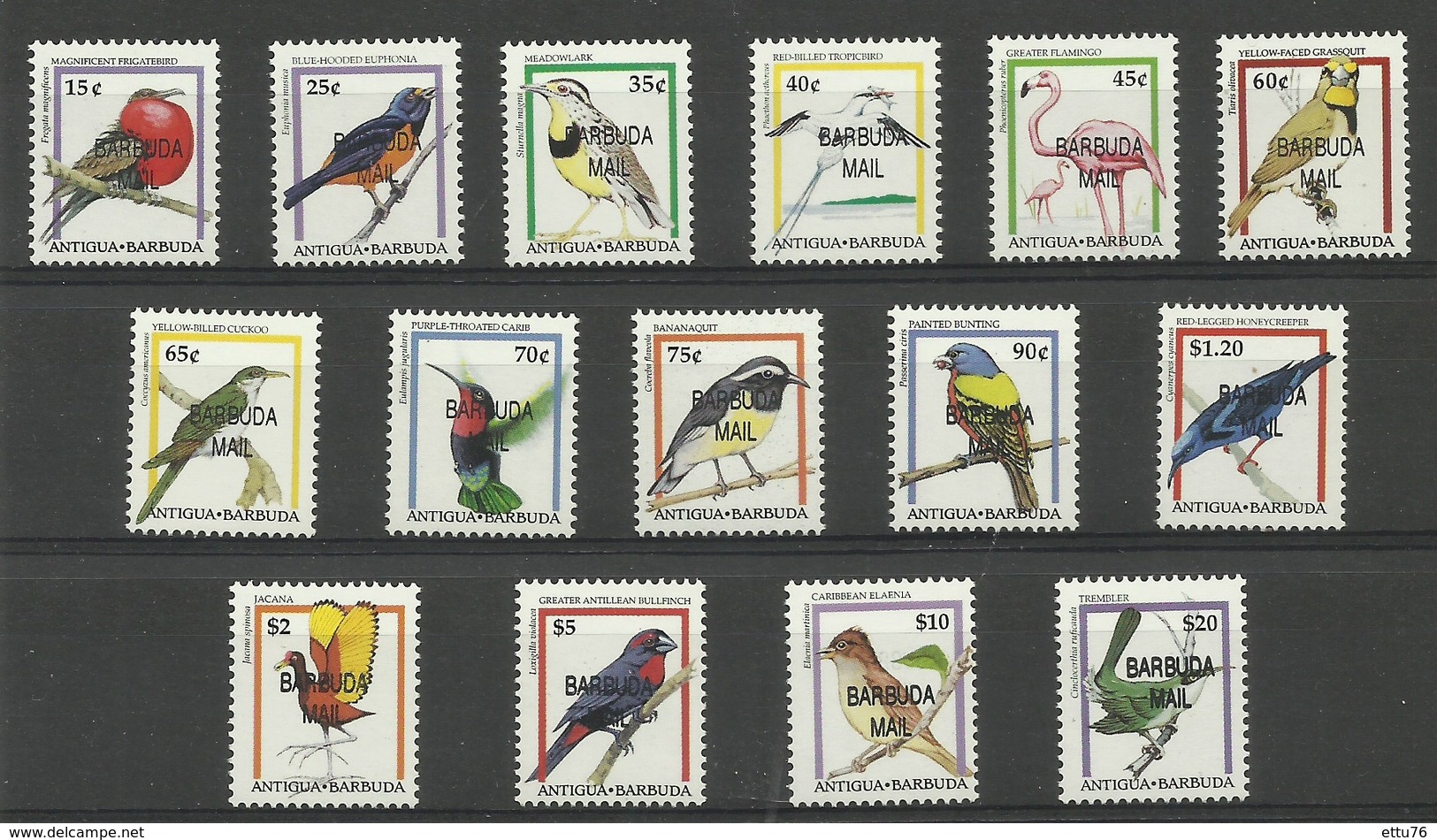 ANTIGUA & BARBUDA  1996  BIRDS  SET  OVERPRINTED  'BARBUDA MAIL'   MNH - Altri & Non Classificati