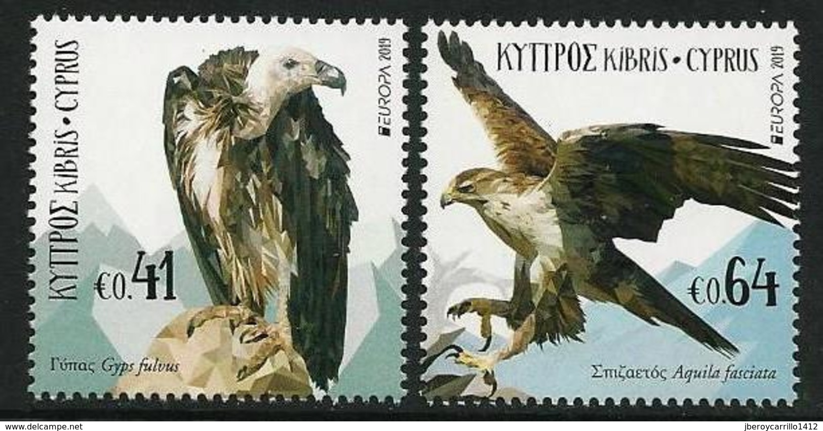 CHIPRE/ CYPRUS/ ZYPERN/ CHYPRE- EUROPA 2019 -NATIONAL BIRDS.-"AVES - BIRDS - VÖGEL -OISEAUX"- SERIE De 2 V.-N - 2019