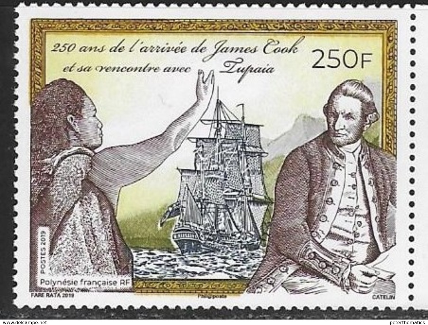 FRENCH POLYNESIA, 2019, MNH, EXPLORERS, ARRIVAL OF CAPTAIN COOK, SHIPS,1v - Explorateurs