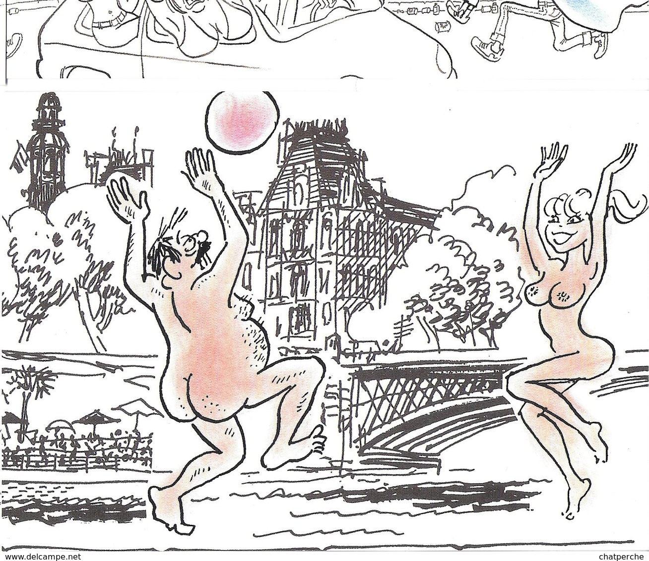 ILLUSTRATEUR CABU EXPO CABU ET PARIS HUMOUR NOIR PARIS PLAGE ET LES NUDISTES - Cabu