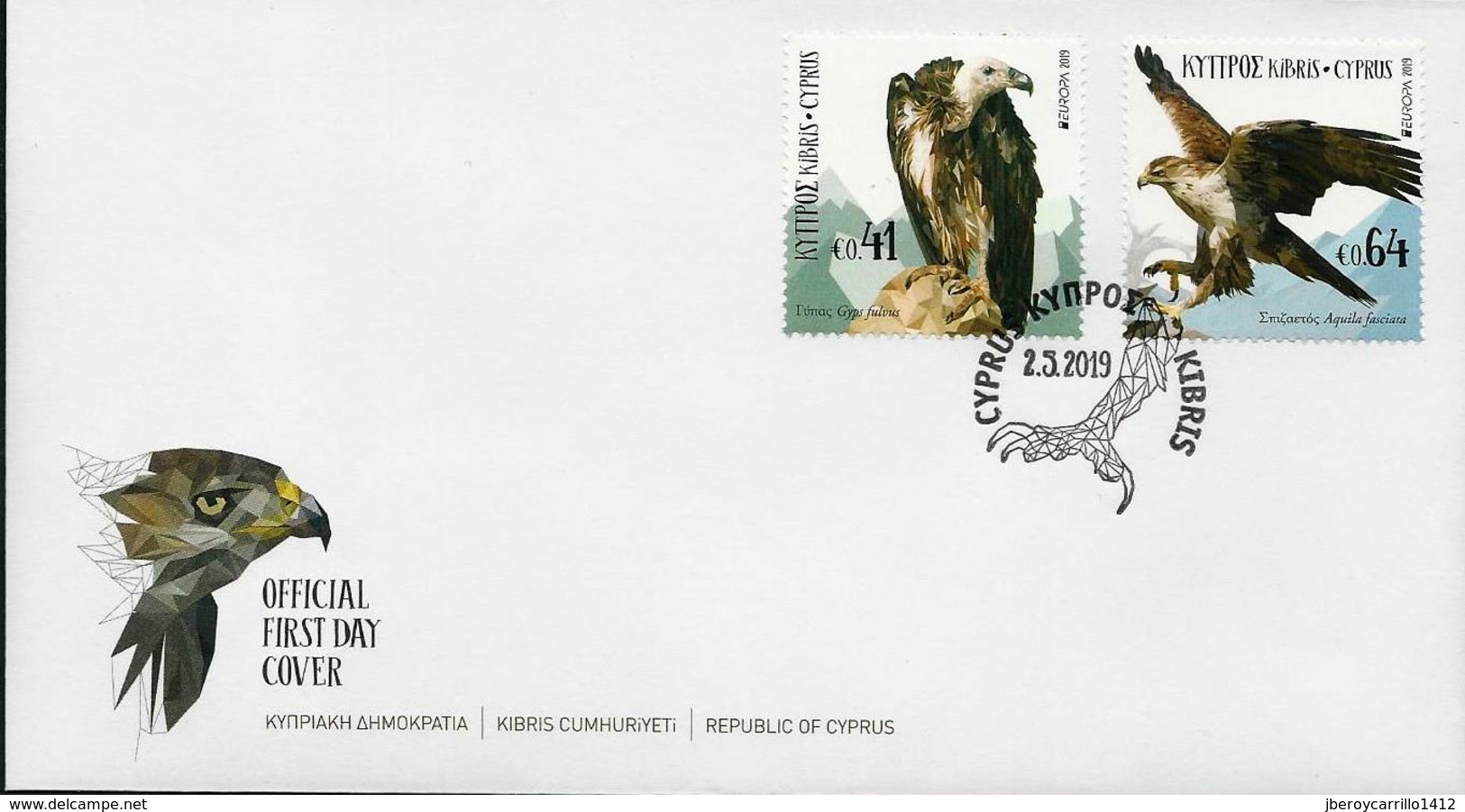 CHIPRE/ CYPRUS/ ZYPERN/ CHYPRE- EUROPA 2019 -NATIONAL BIRDS.-"AVES - BIRDS - VÖGEL -OISEAUX"-  FDC De La SERIE - 2019