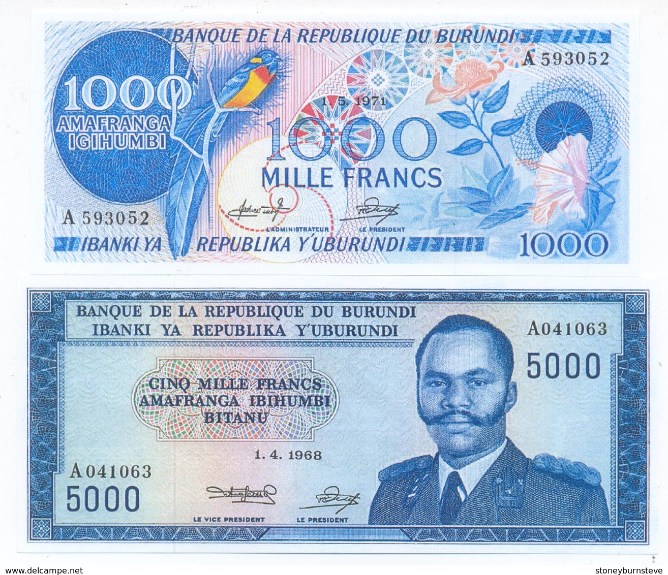 Burundi 8 Note Set 1968 COPY - Burundi