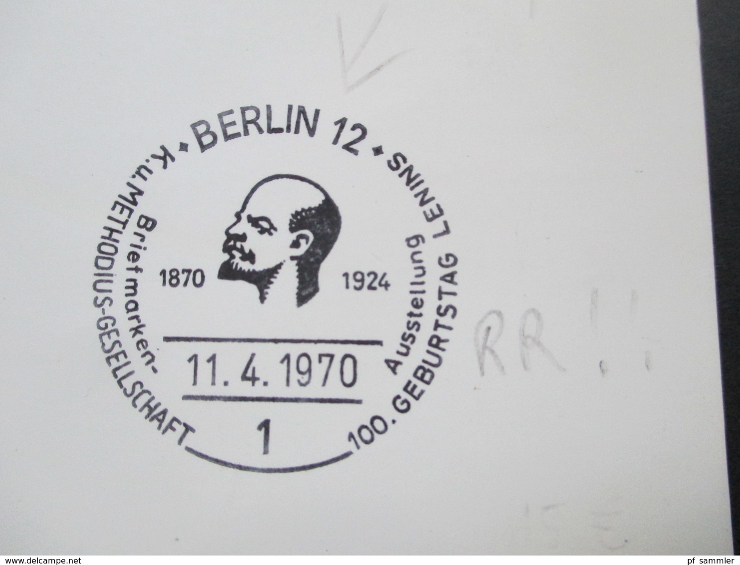 Berlin 1970 Sonderkarte / SST Berlin 12 100. Geburtstag Lenins K. U. Methodius Gesellschaft. Seltener Sonderstempel - Briefe U. Dokumente