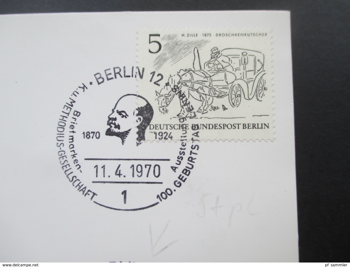 Berlin 1970 Sonderkarte / SST Berlin 12 100. Geburtstag Lenins K. U. Methodius Gesellschaft. Seltener Sonderstempel - Storia Postale