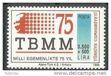 1995 TURKEY THE 75TH ANNIVERSARY OF TURKISH GREAT NATIONAL ASSEMBLY'S INAUGURATION MNH ** - Neufs