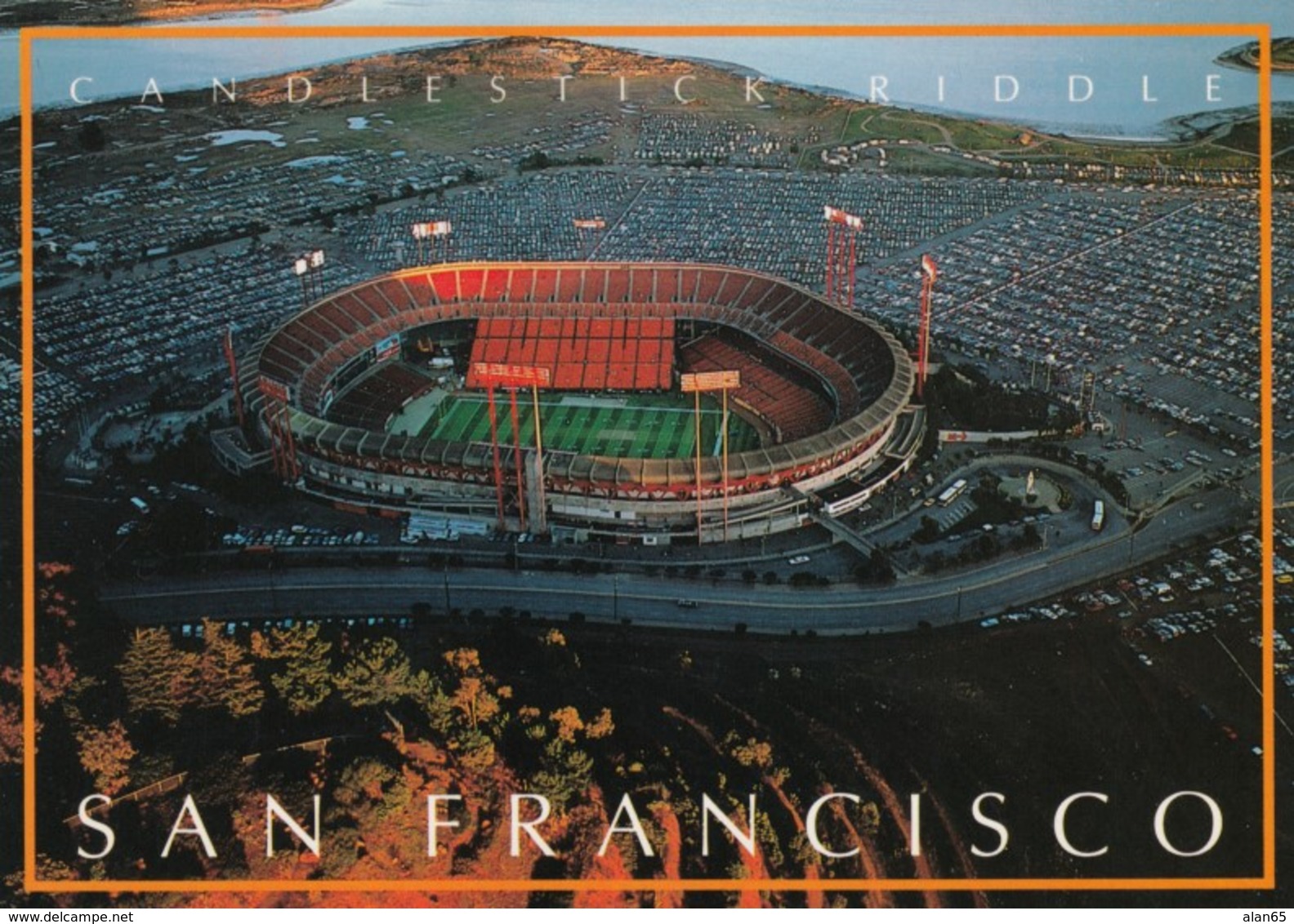 Candlesitck Park Stadium, San Francisco, 49ers Football Game Full Parking Lot Empty Seats, C1980s/90s Vintage Postcard - Stadiums