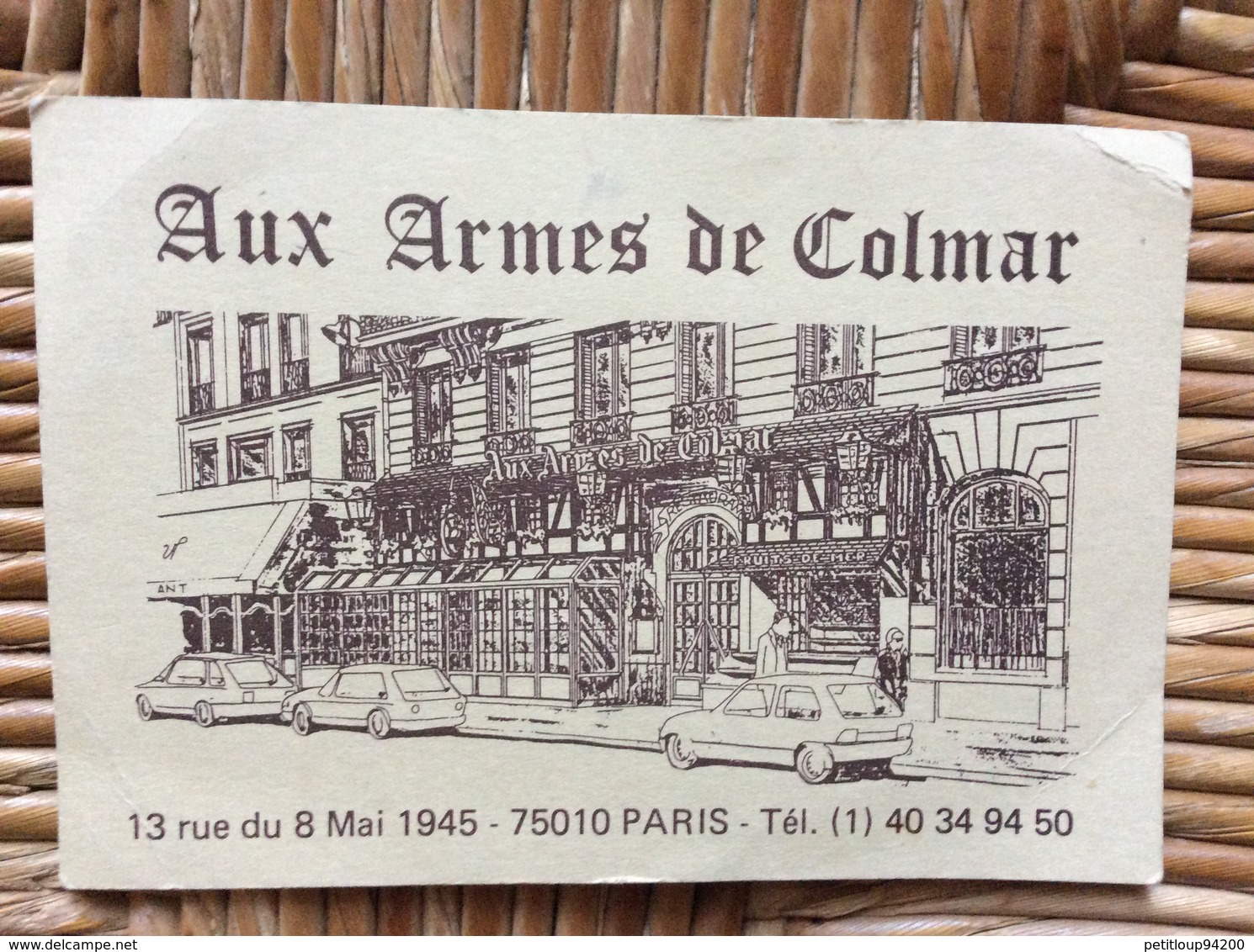 CARTE DE VISITE  Aux Armes De Colmar  PARIS - Visiting Cards