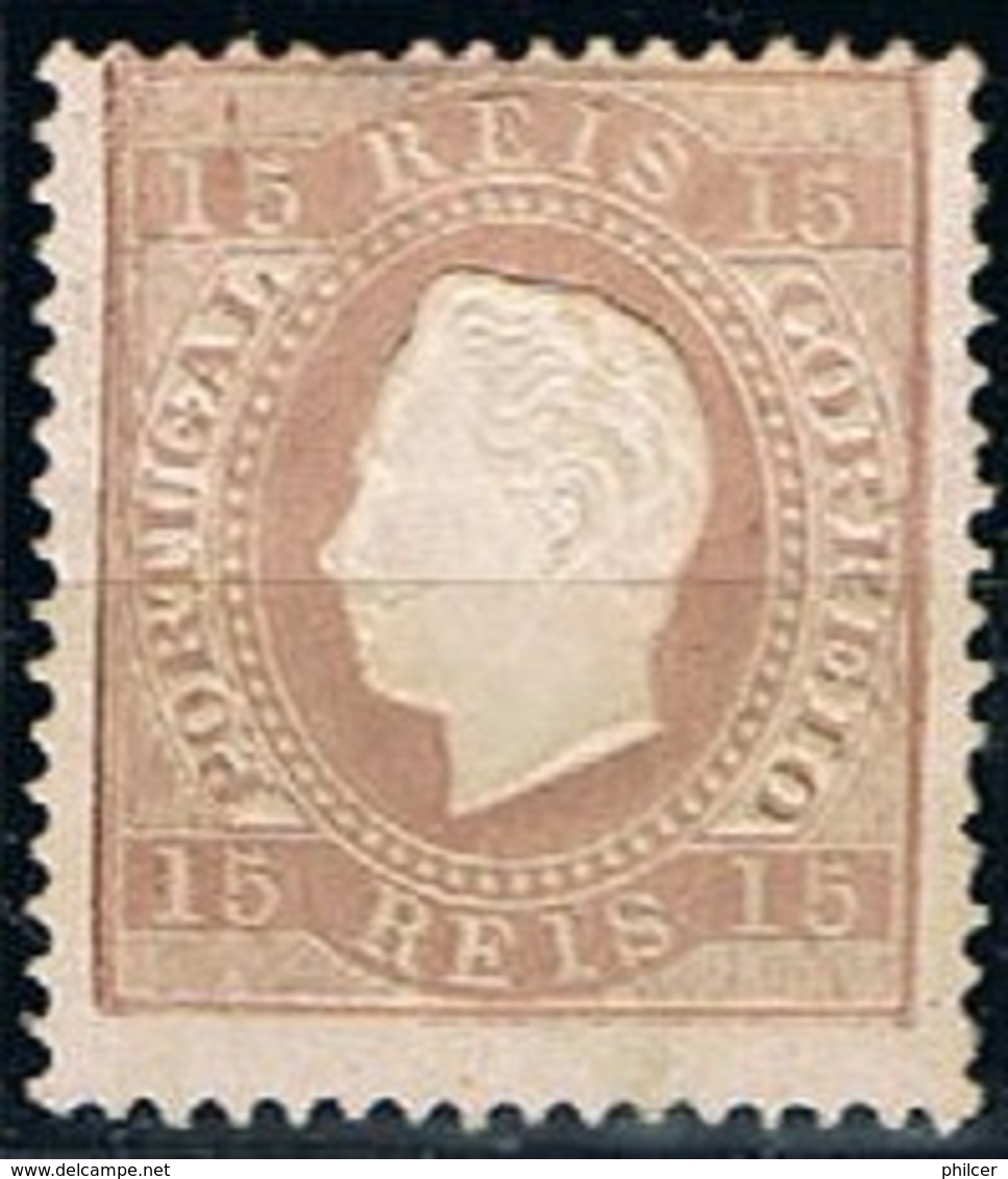 Portugal, 1870/6, # 38 J Dent. 13 1/2, P. Porcelana, Tipo I, MH - Ongebruikt