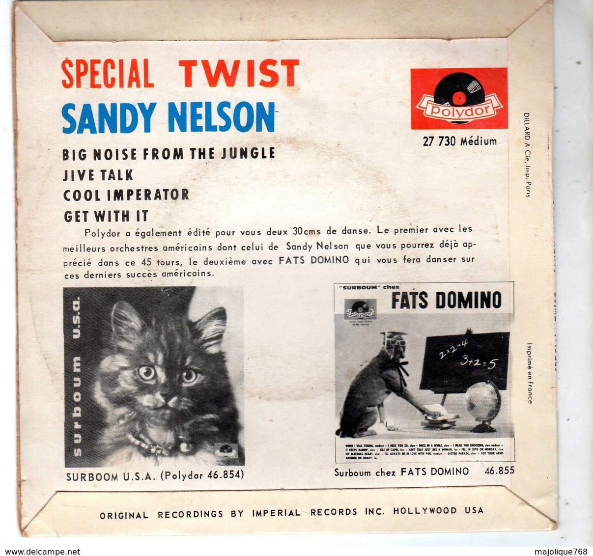 Disque De Sandy Nelson - Big Noise From The Jungle - Polydor 27730 - 1961 - - Rock