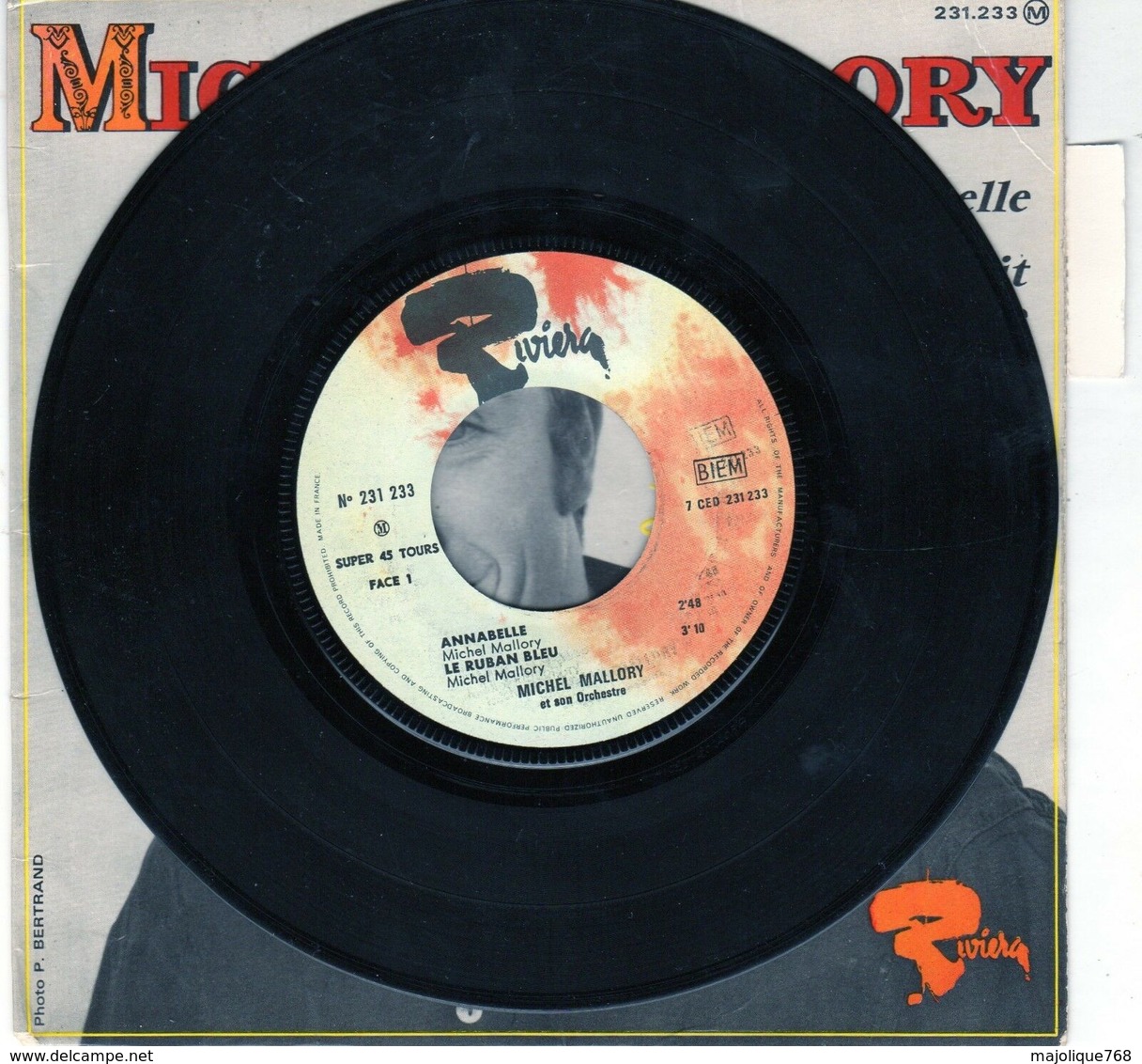 Disque 45 Tours De Michel Mallory - Annabelle - Riviera 231.233 M - 1966 - Formati Speciali