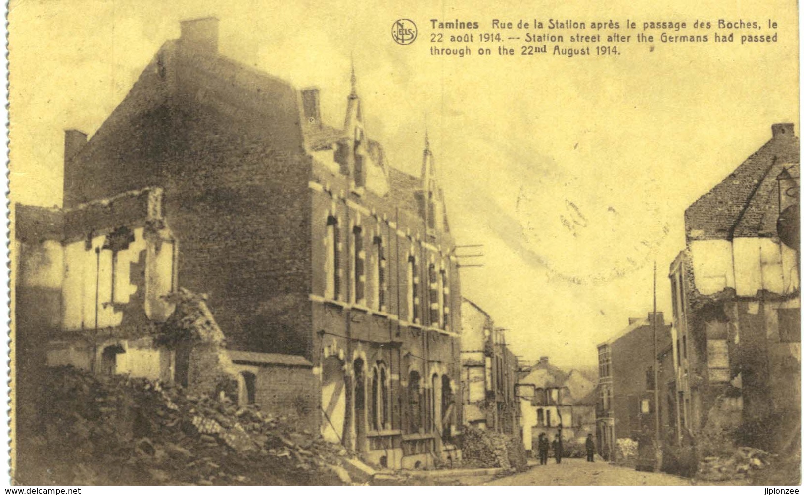 TAMINES   Rue De La Station Après Le Passage Des Boches Le 22 Août 1914 - Sambreville
