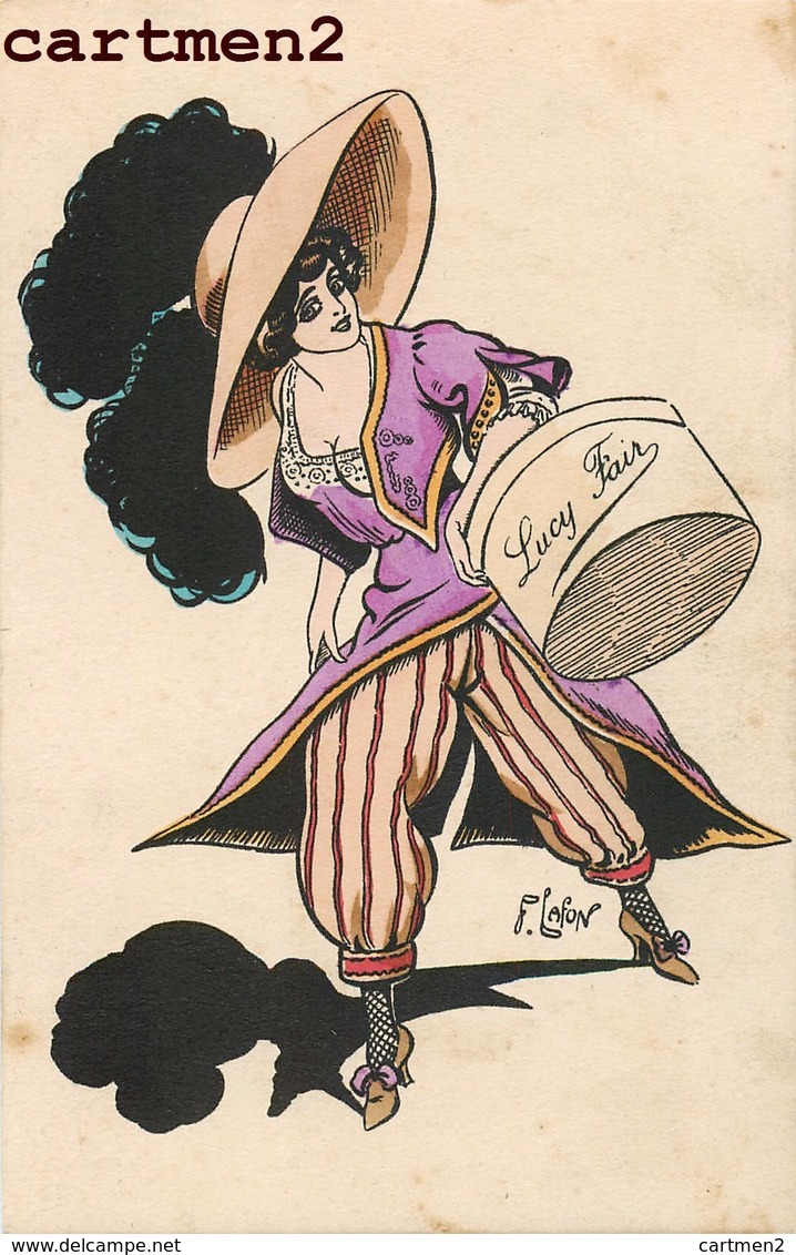 ILLUSTRATEUR J. LAFON " LUCY FAIR " FEMME AU CHAPEAU MODE POCHOIR STYLE SAGER - Otros & Sin Clasificación