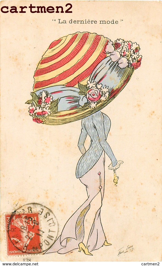 ILLUSTRATEUR XAVIER SAGER FEMME AU CHAPEAU " LA DERNIERE MODE " - Sager, Xavier