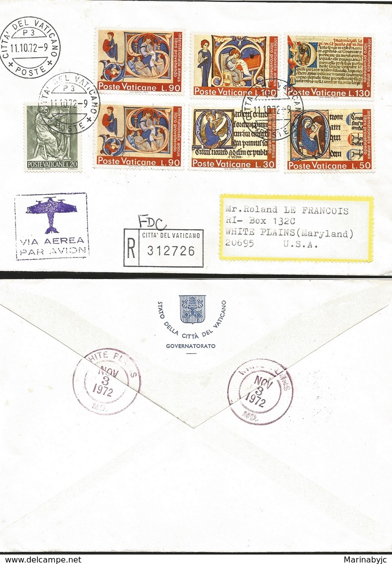 J) 1969 VATICAN CITY, THE RESURRECTION, BY FRA ANGELICO DE FIESOLE, MULTIPLE STAMPS, REGISTERED, AIRMAIL, CIRCULARTED CO - Other & Unclassified