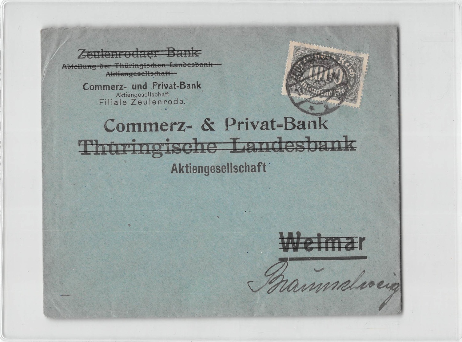 6832 01  COMMERZ UND PRIVAT-BANK FILIALE ZEULENRODA - Covers & Documents