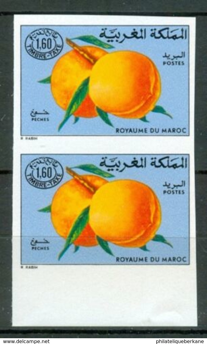 MOROCCO MAROC MAROKKO BLOC 2 TIMBRES TAXE PECHES NON DENTELÉ - Maroc (1956-...)