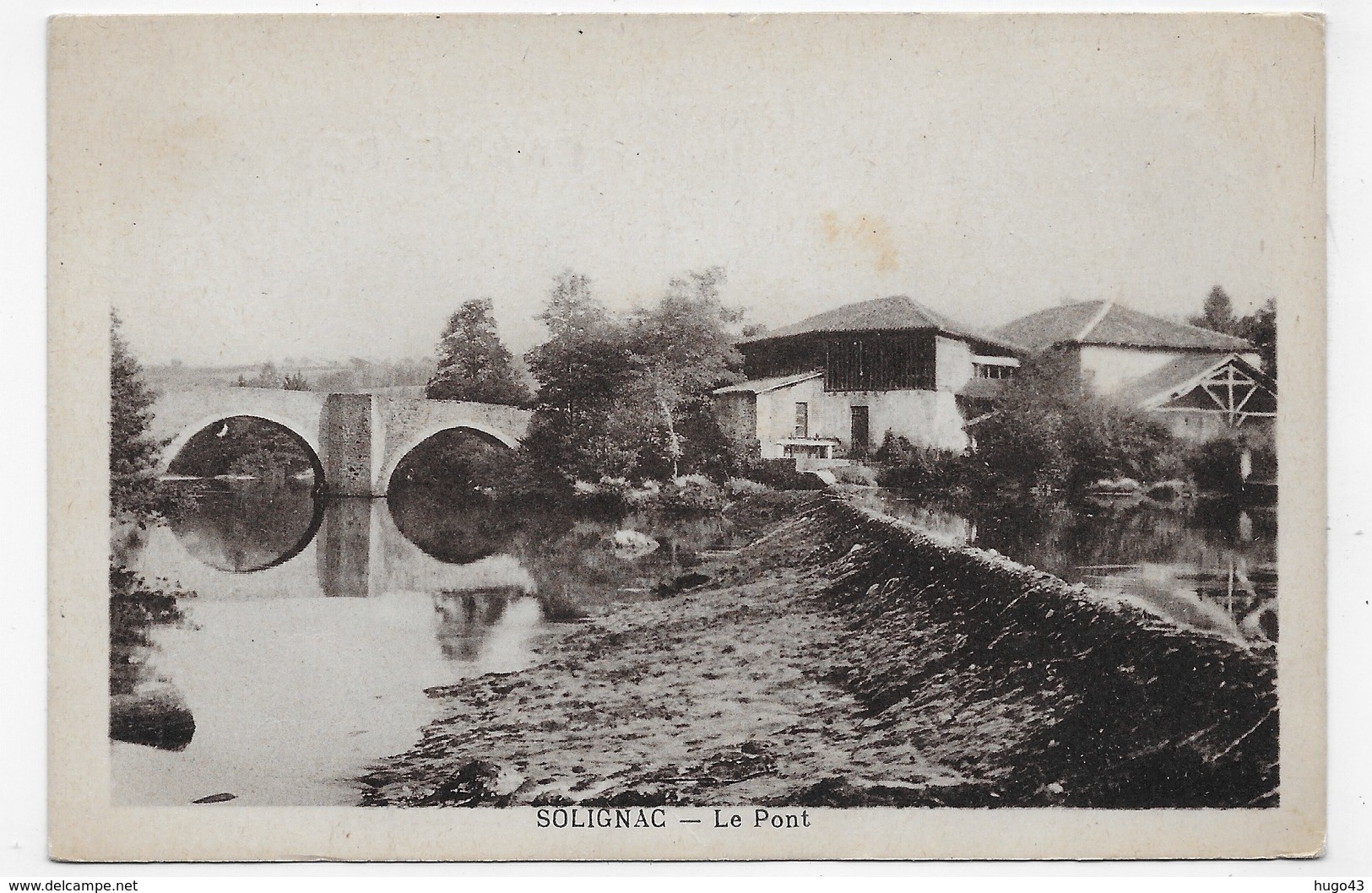 SOLIGNAC - LE PONT - TRACES DE PAPIER AU DOS - CPA NON VOYAGEE - Solignac Sur Loire