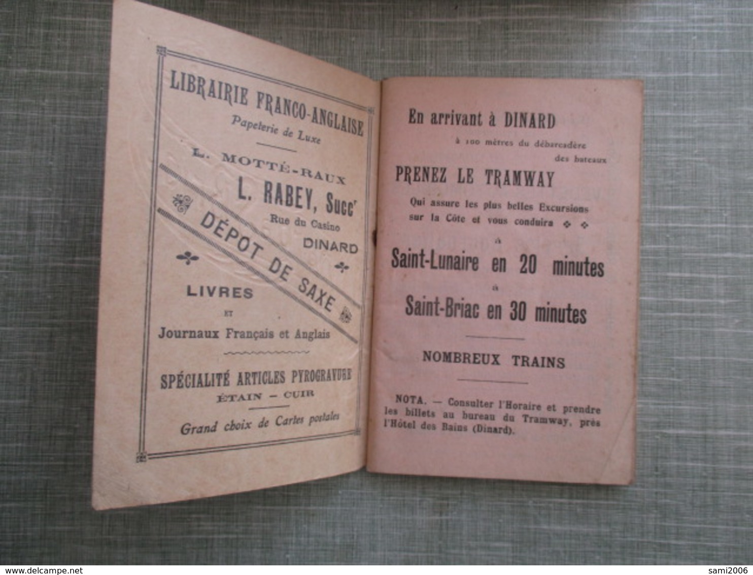 PETIT CARNET HORAIRE DU TRAMWAY DE DINARD 35 A SAINT BRIAC 1910 PUBLICITES - Dinard