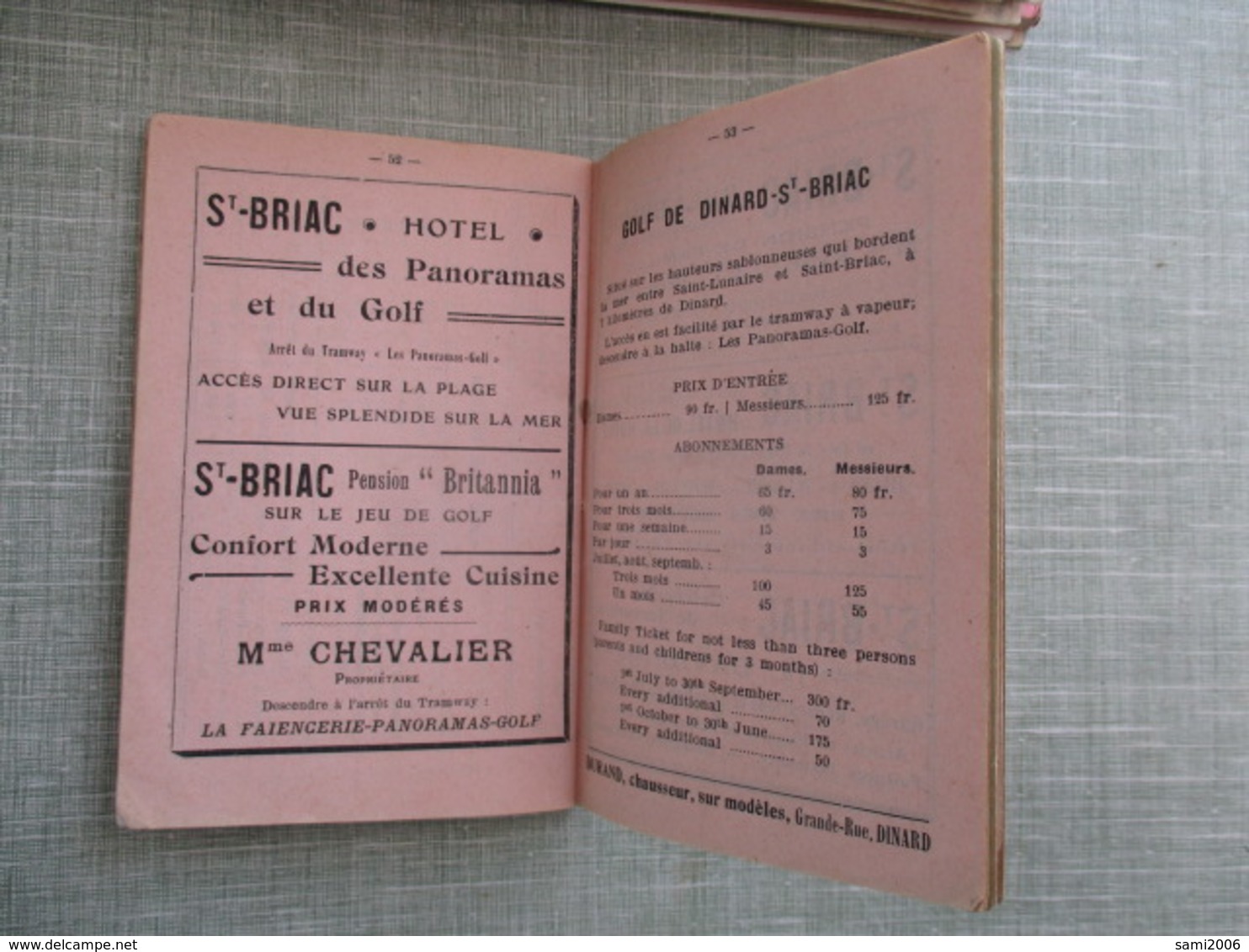 PETIT CARNET HORAIRE DU TRAMWAY DE DINARD 35 A SAINT BRIAC 1910 PUBLICITES