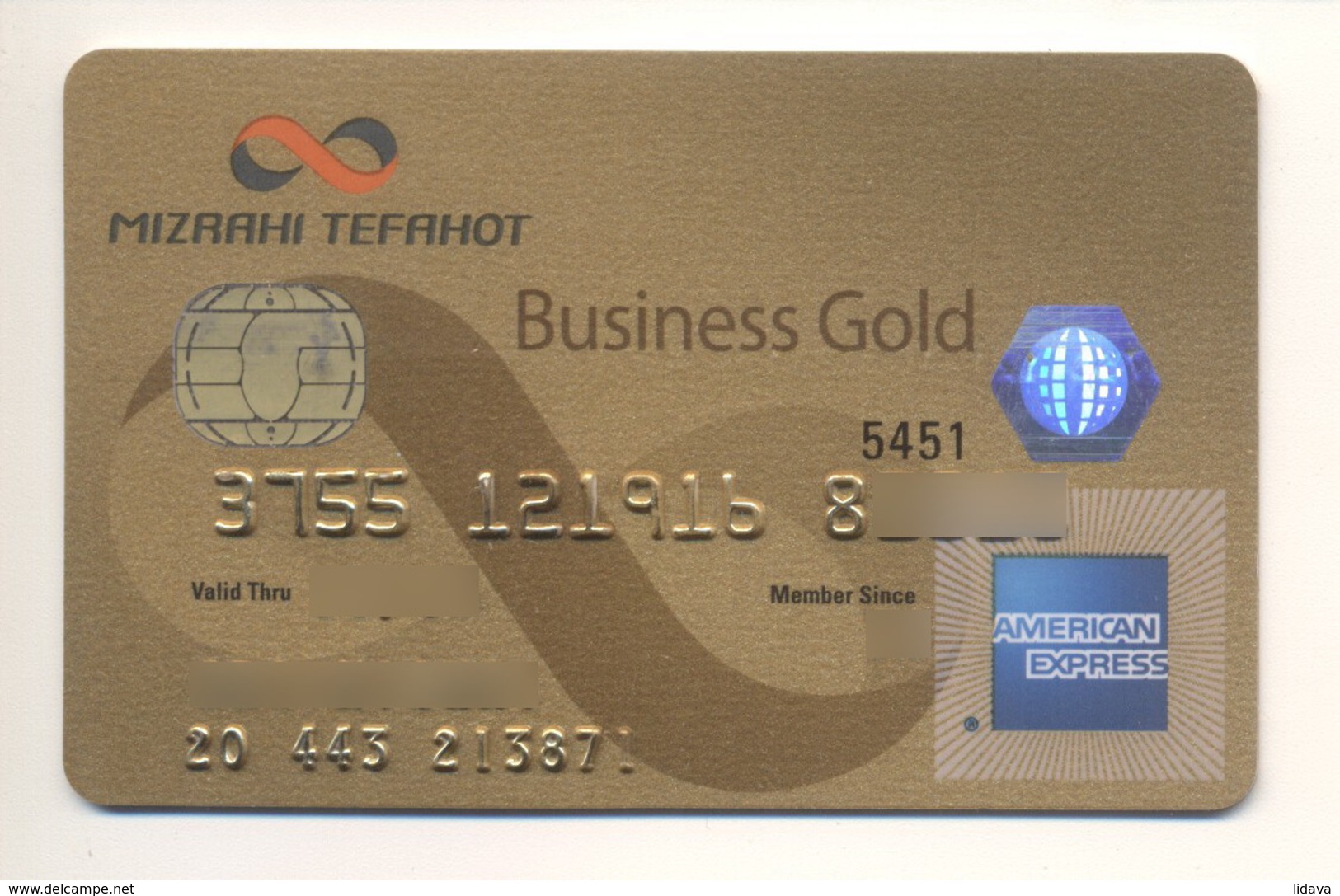 Credit Card Bankcard Mizrahi Tefahot Bank ISRAEL AmEx American Express Business Gold Expired - Geldkarten (Ablauf Min. 10 Jahre)