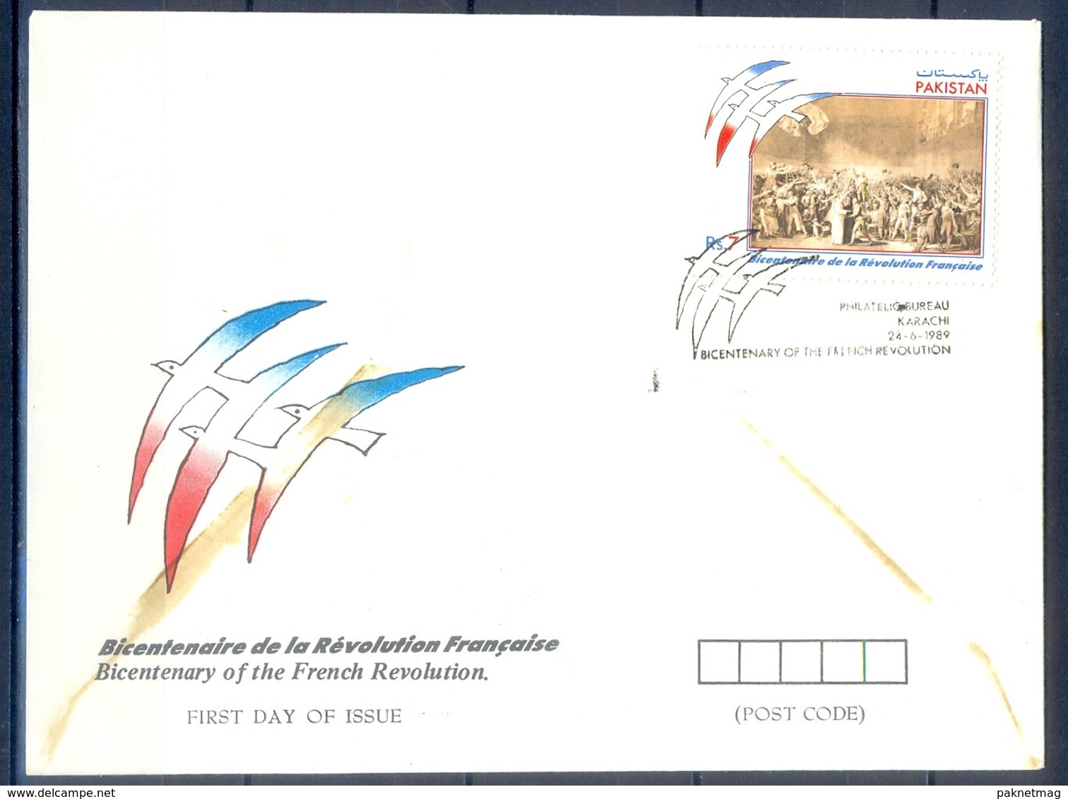 K1274- FDC Of Pakistan Year 1989. French Revolution. - Pakistan