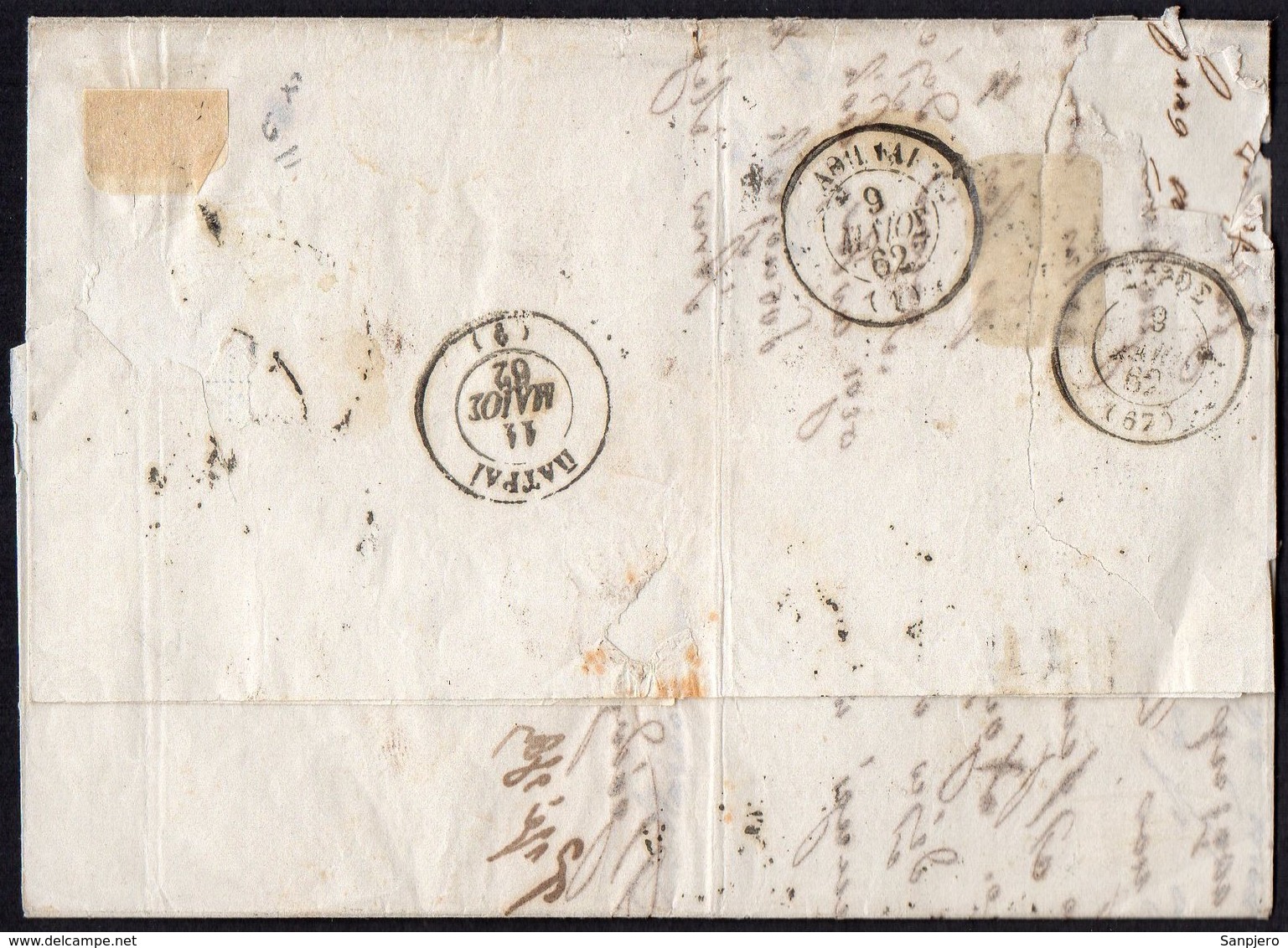 RARE PREPHILATELY ENVELOPE LETTER GERMANY VORPHILA 1862. TO PATRASSO (GREECE) - Prefilatelia