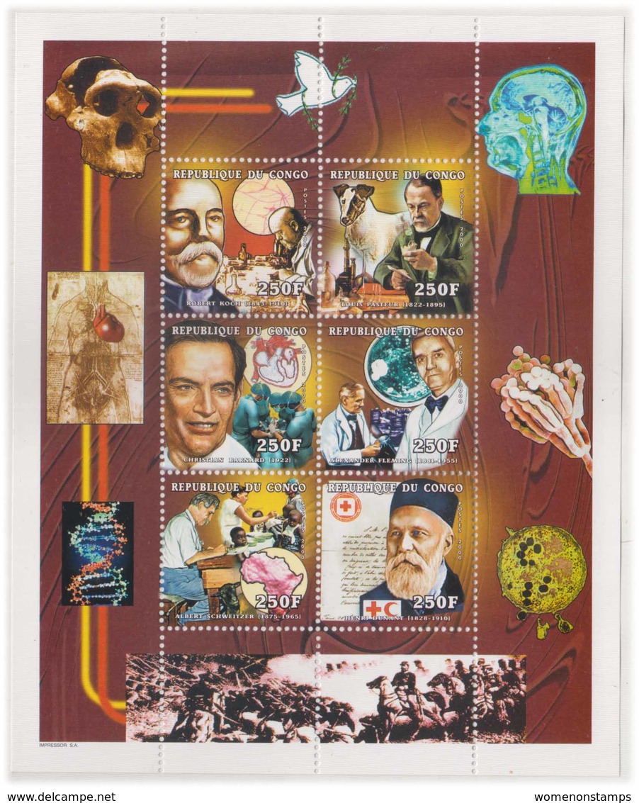 Dunant Red Cross Pasteur Fleming Barnard First Heart Transplantation, Koch TB Health Medicine Disease  SS MNH CONGO RARE - Medicina