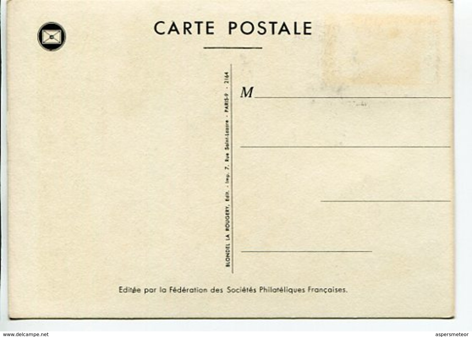 JOURNEE NATIONALE DU TIMBRE1962. MESSAGER ROYAL FIN DU MOYEN AGE. SETIF, FRANCE. POSTALE CPA SPC - LILHU - Journée Du Timbre