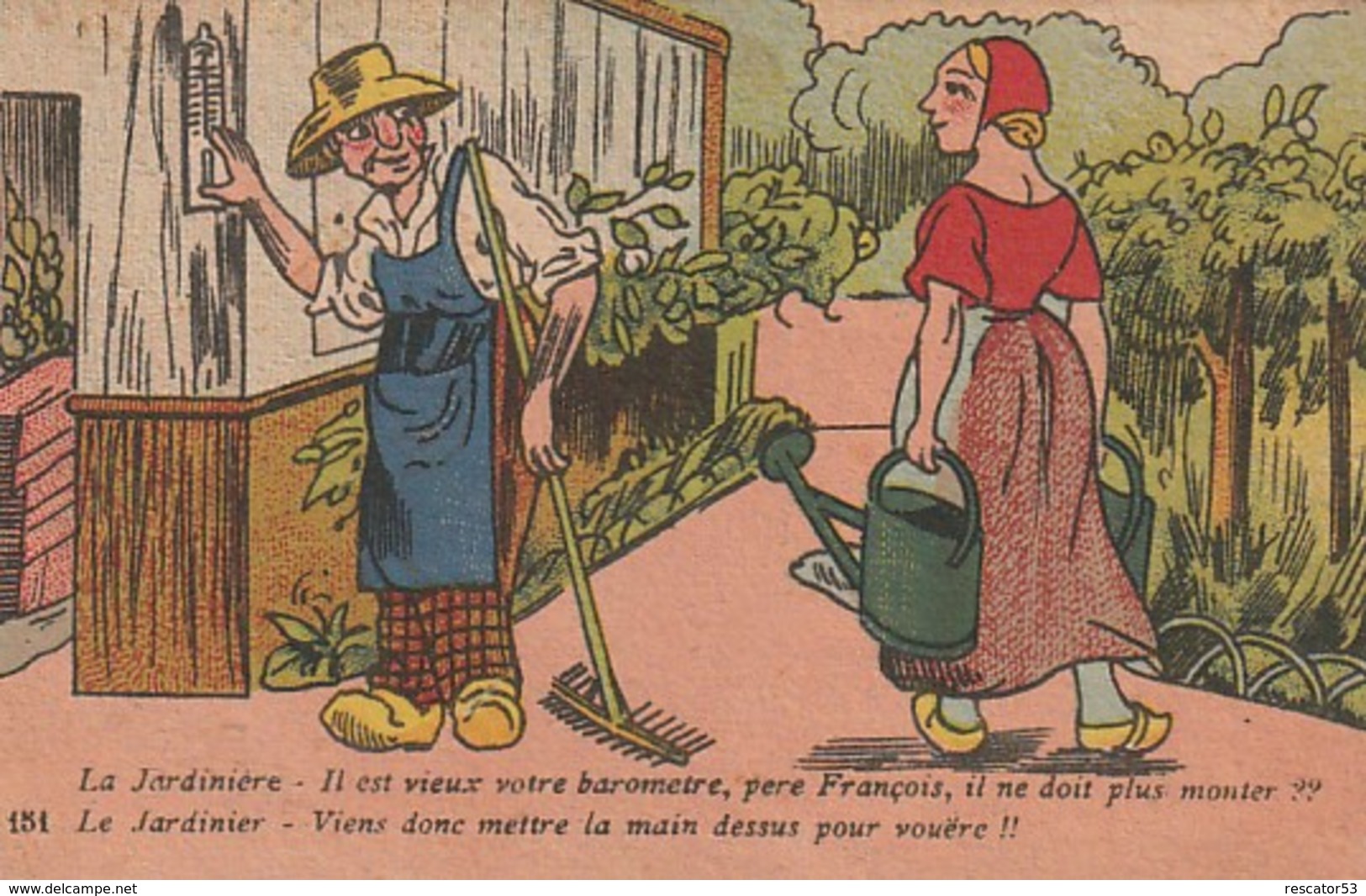 Rare Cpa Humour Le Baromètre Du Jardinier - Humor