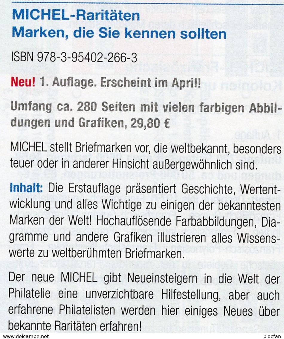 MICHEL Raritäten Briefmarken Die Man Kennen Sollte 2019 New 30€ Stamps Catalogue Of The World ISBN978-3-95402-266-3 - Colecciones