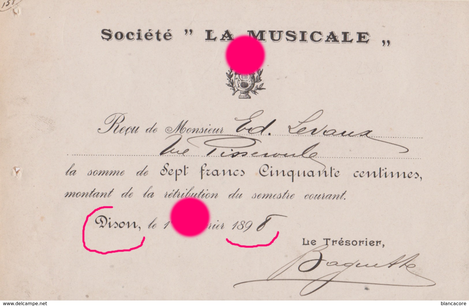 Dison 1898  Société LA MUSICALE RARE - 1800 – 1899