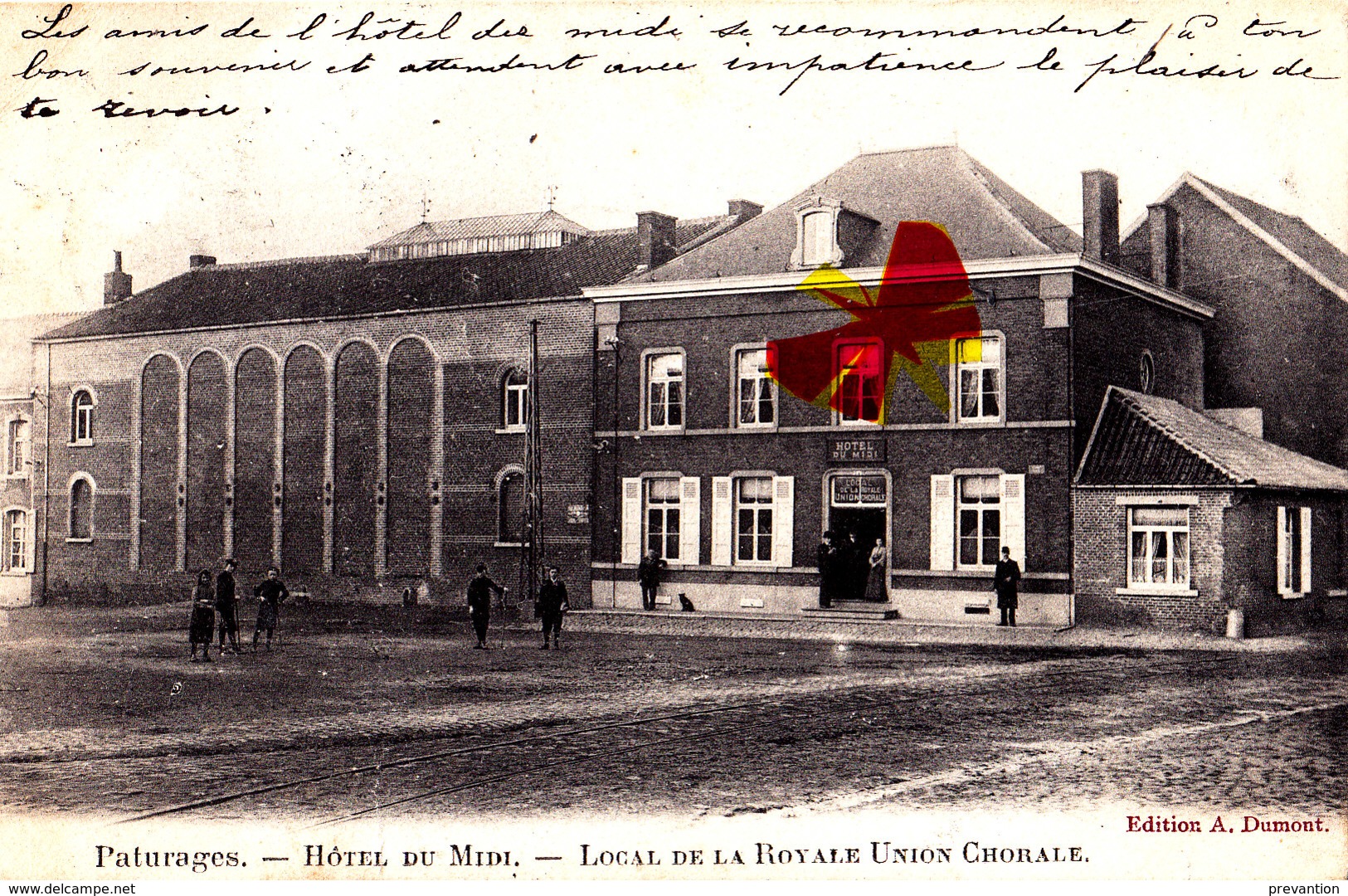 PATURAGES - Hôtel Du Midi - Local De La Royale Union Chorale - Carte Animée - Colfontaine