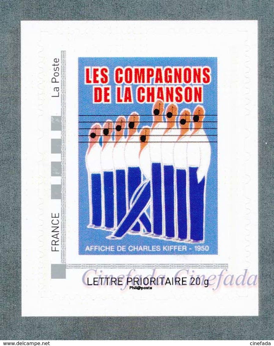 Les Compagnons De La Chanson COLLECTOR De 8 Timbres Autocollants "Lettre Prioritaire 20g France" Neuf** (non Plié). - Collectors