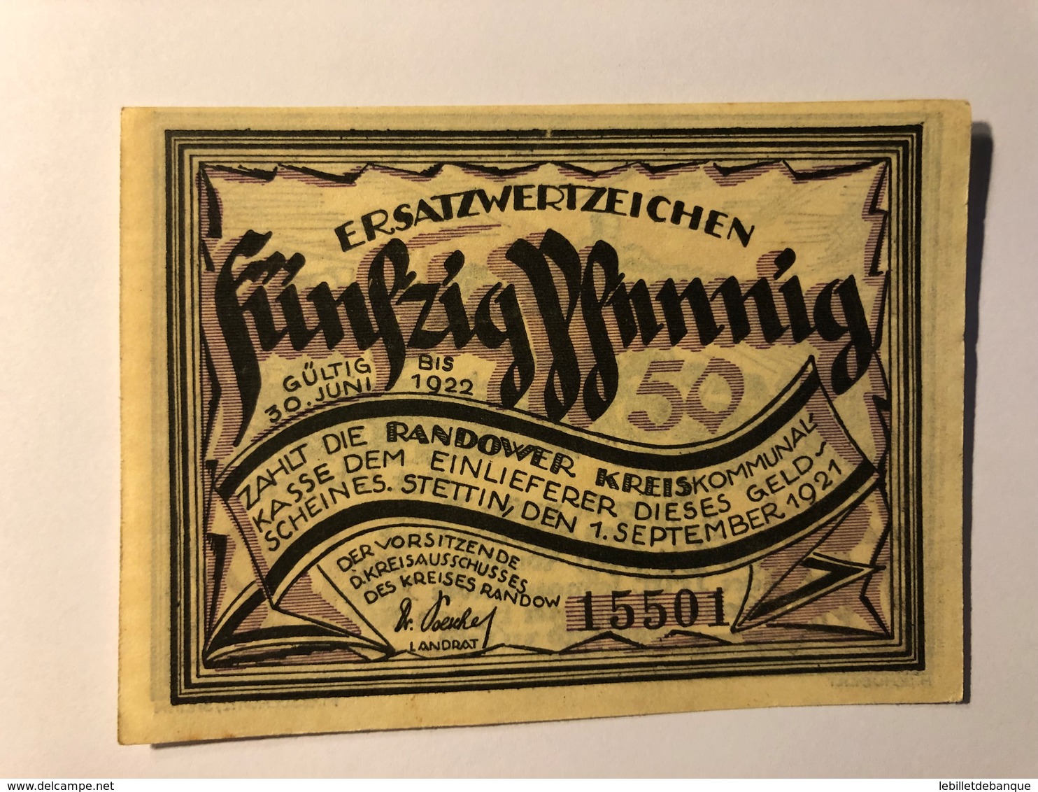 Allemagne Notgeld Stettin 50 Pfennig - Collections