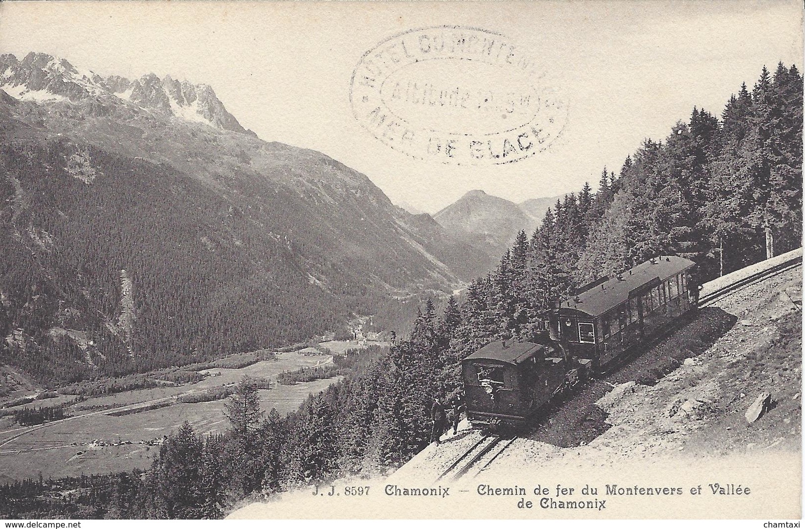 74 CHAMONIX MONT BLANC  TRAIN A CREMAILLERE DU MONTENVERS GLACIER DE LA MER DE GLACE EDITEUR JULLIEN JJ 8597 - Chamonix-Mont-Blanc