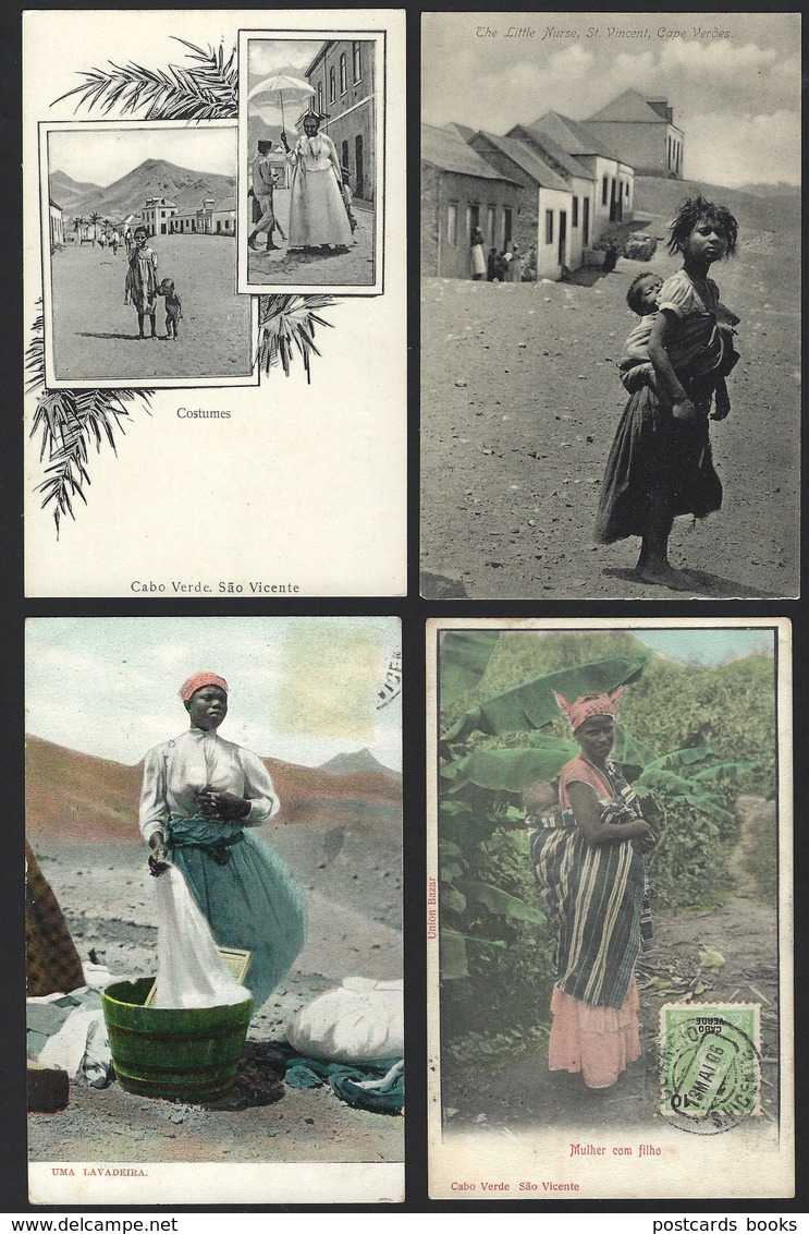 Conjunto 12 Postais S.VICENTE Cabo Verde SELOS. LOT Of 12 Old Postcards St.Vincent CAP VERT Cape STAMPS 1900s AFRICA - Cap Vert