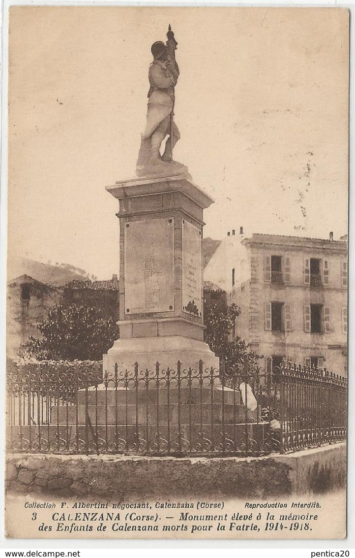 CORSE CPA  CALENZANA - Monument élevé à La Mémoire Des Enfants Morts Pour La Patrie, 1914-1918 - Autres & Non Classés