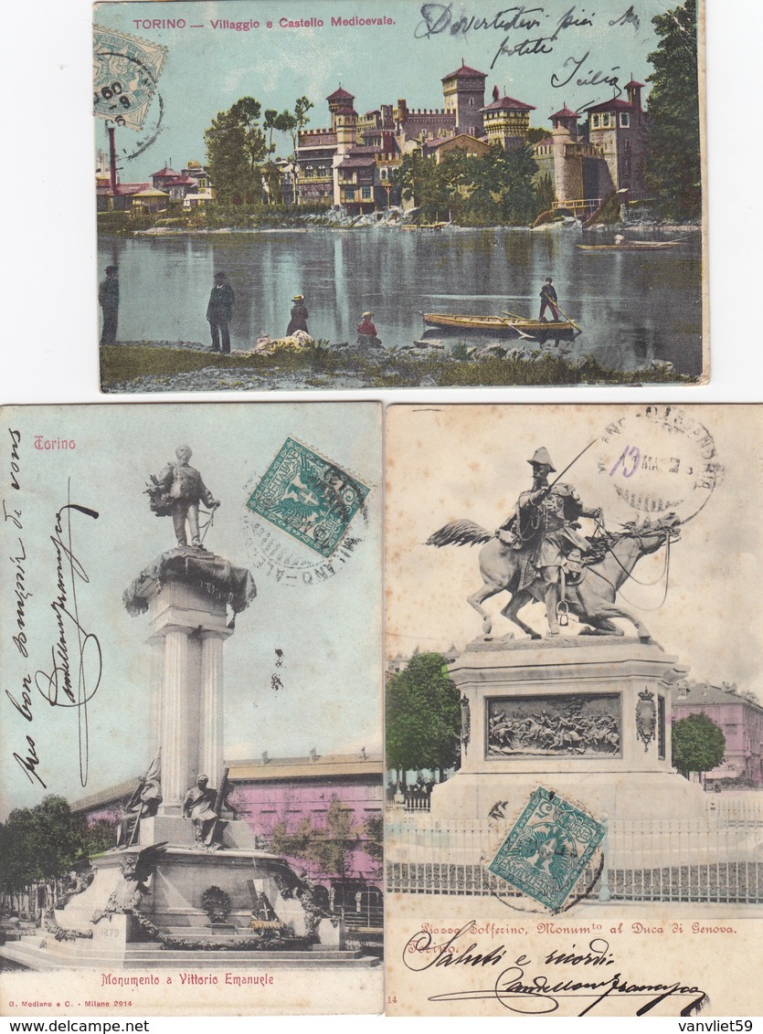 TORINO-7 CARTOLINE ANNO 1900-1916-TUTTE SCANSIONATE-TUTTE VIAGGIATE - Collezioni & Lotti