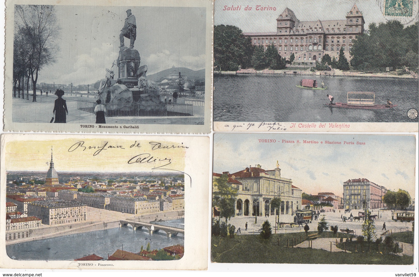 TORINO-7 CARTOLINE ANNO 1900-1916-TUTTE SCANSIONATE-TUTTE VIAGGIATE - Collezioni & Lotti