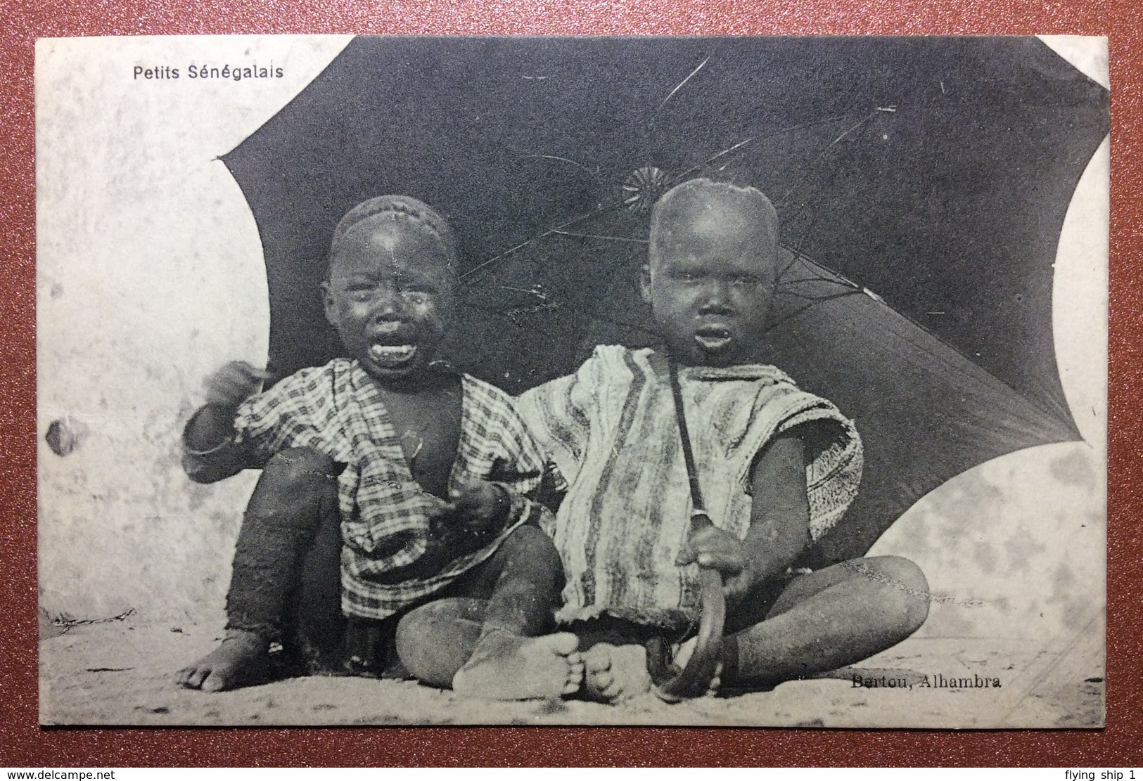 Antique Postcard 1909s Africa SENEGAL Types Boy. Huge Umbrella. Bertou, Alhambra - Senegal