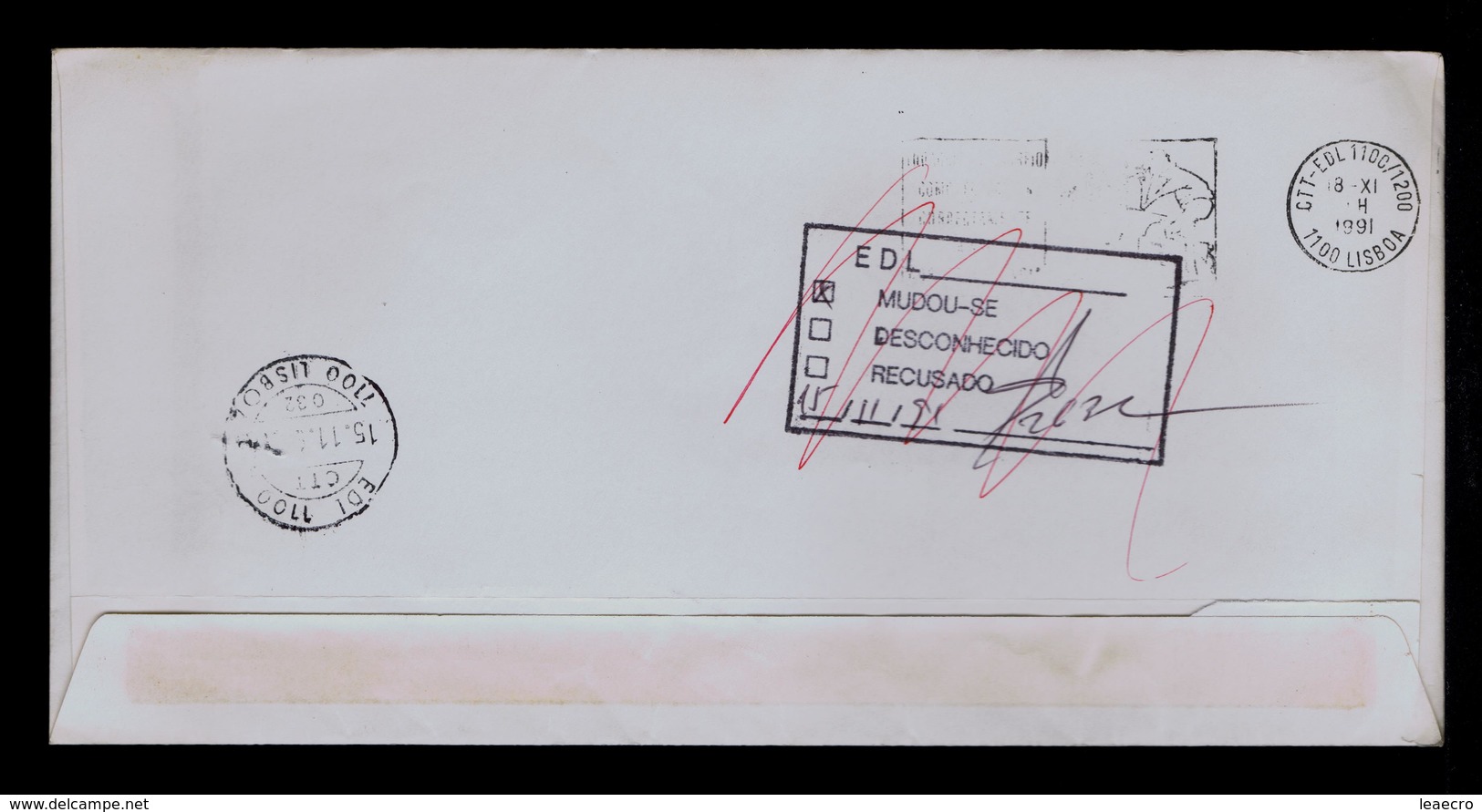 Franchise Portugal Rare Pmk (on Back Side) 1991 "MUDOU-SE" Gc3954 - Lettres & Documents