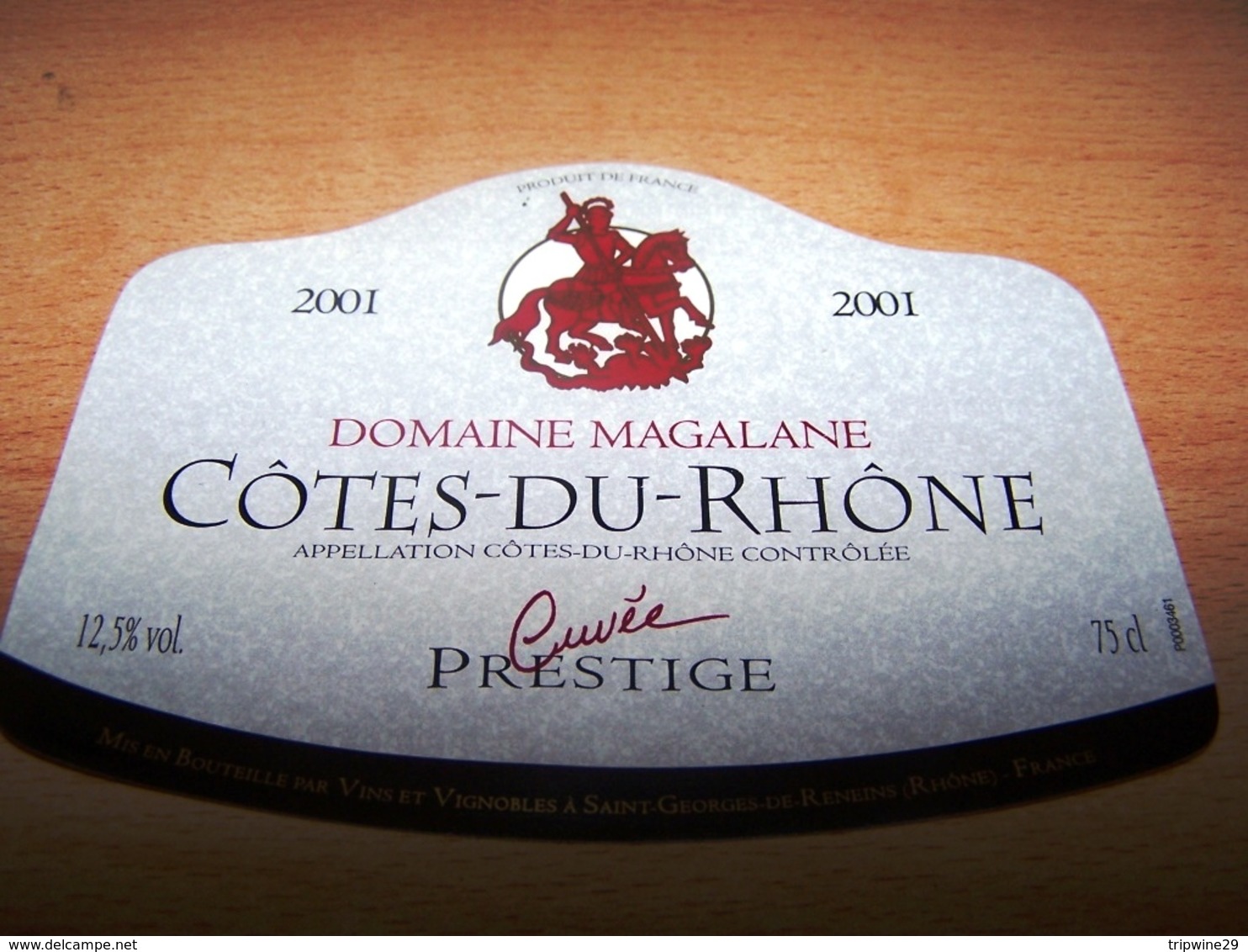Etiquette Vin Wine Label Cotes Du Rhone Domaine Magalane 2001 Saint Georges D Orques - Collezioni & Lotti