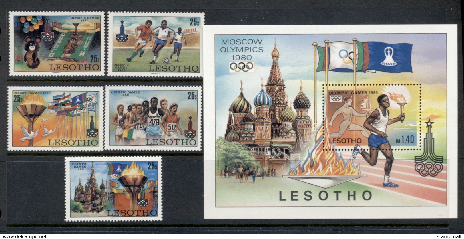 Lesotho 1980 Summer Olympics Moscow + MS MUH - Lesotho (1966-...)