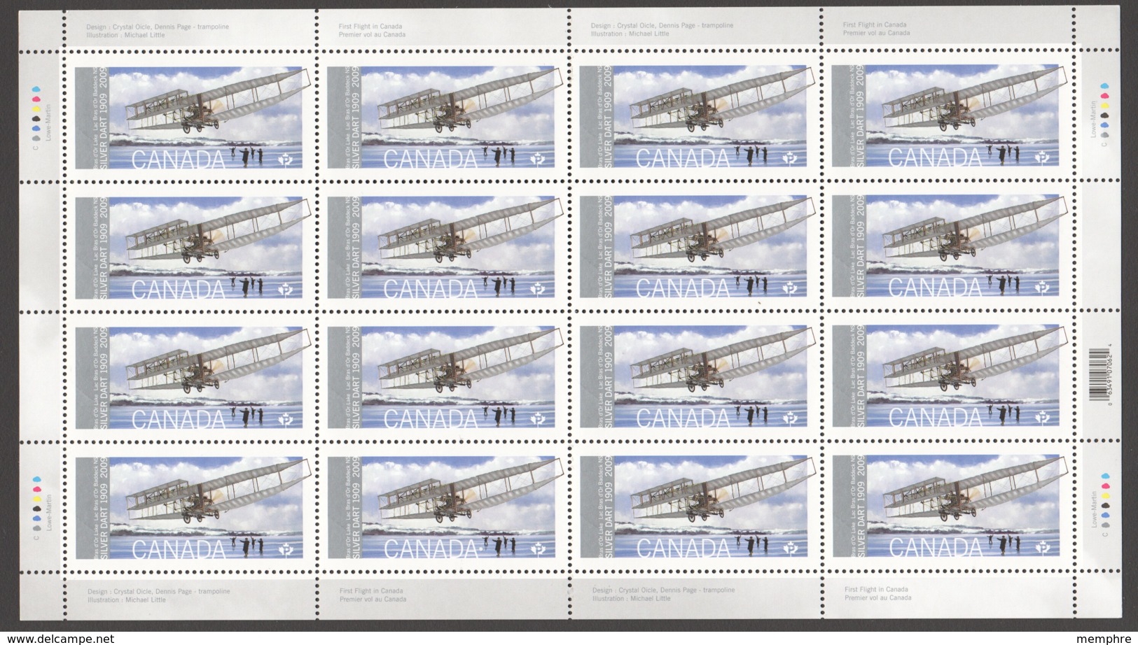 2009  First Flight In Canada Centennial  <Silver Dart> Complete Sheet Of 16 Sc 2317 - Full Sheets & Multiples